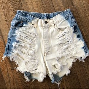 Lee Distressed Cutoff Jean Shorts in Blue White Sz Missing